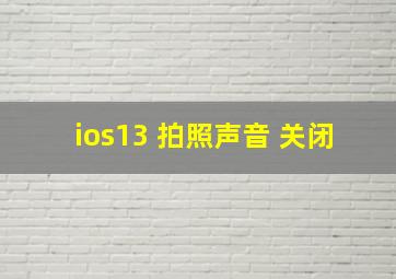 ios13 拍照声音 关闭